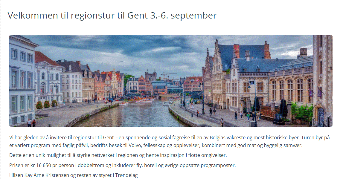 Regions tur til Gent 3-6 september